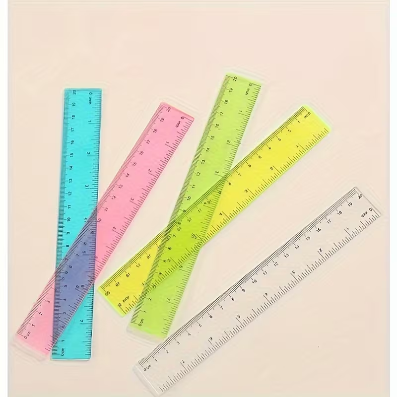 Brightly colored transparent plastic ruler