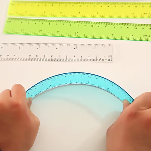 Brightly colored transparent plastic ruler
