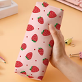 Large-capacity strawberry-print pencil case